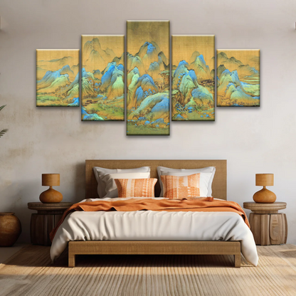 Chinese Brush Painting, Thousand Miles of Mountains and Rivers Canvas Prints