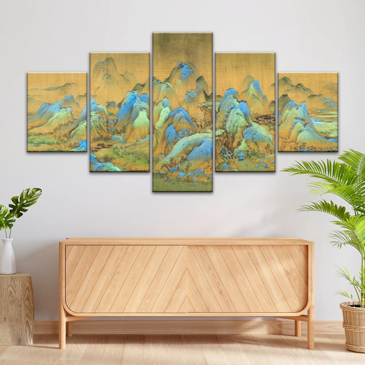 Chinese Brush Painting, Thousand Miles of Mountains and Rivers Canvas Prints