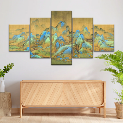 Chinese Brush Painting, Thousand Miles of Mountains and Rivers Canvas Prints