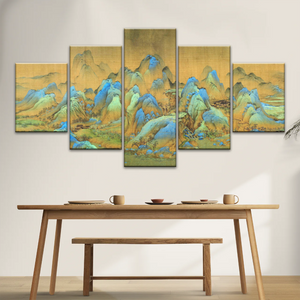 Chinese Brush Painting, Thousand Miles of Mountains and Rivers Canvas Prints