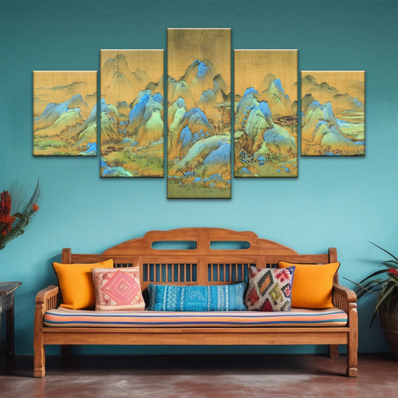 Chinese Brush Painting, Thousand Miles of Mountains and Rivers Canvas Prints