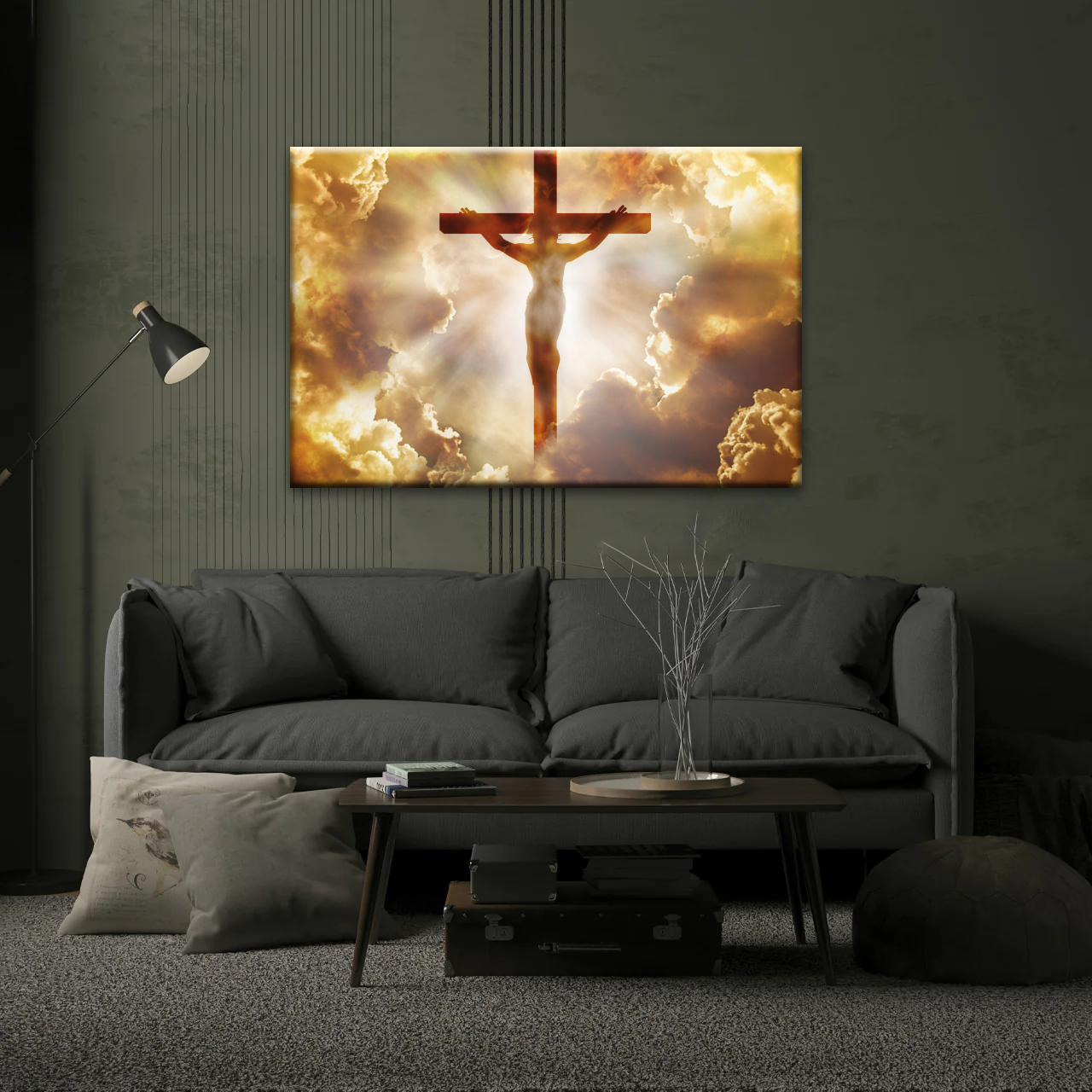 Sunrays Through Crucifixion of Jesus-Holy Spirit Of Christian Wall Art