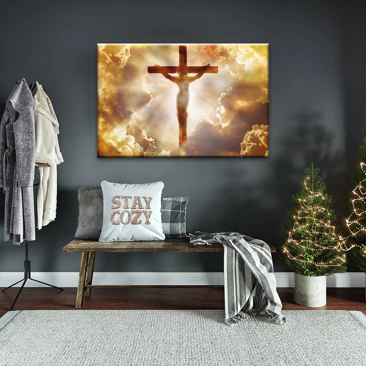 Sunrays Through Crucifixion of Jesus-Holy Spirit Of Christian Wall Art