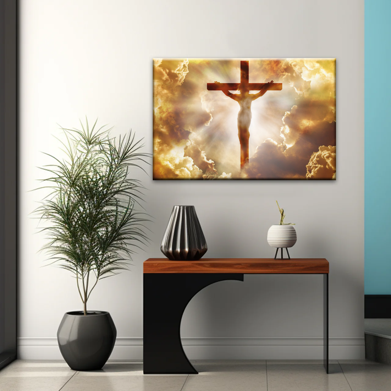 Sunrays Through Crucifixion of Jesus-Holy Spirit Of Christian Wall Art