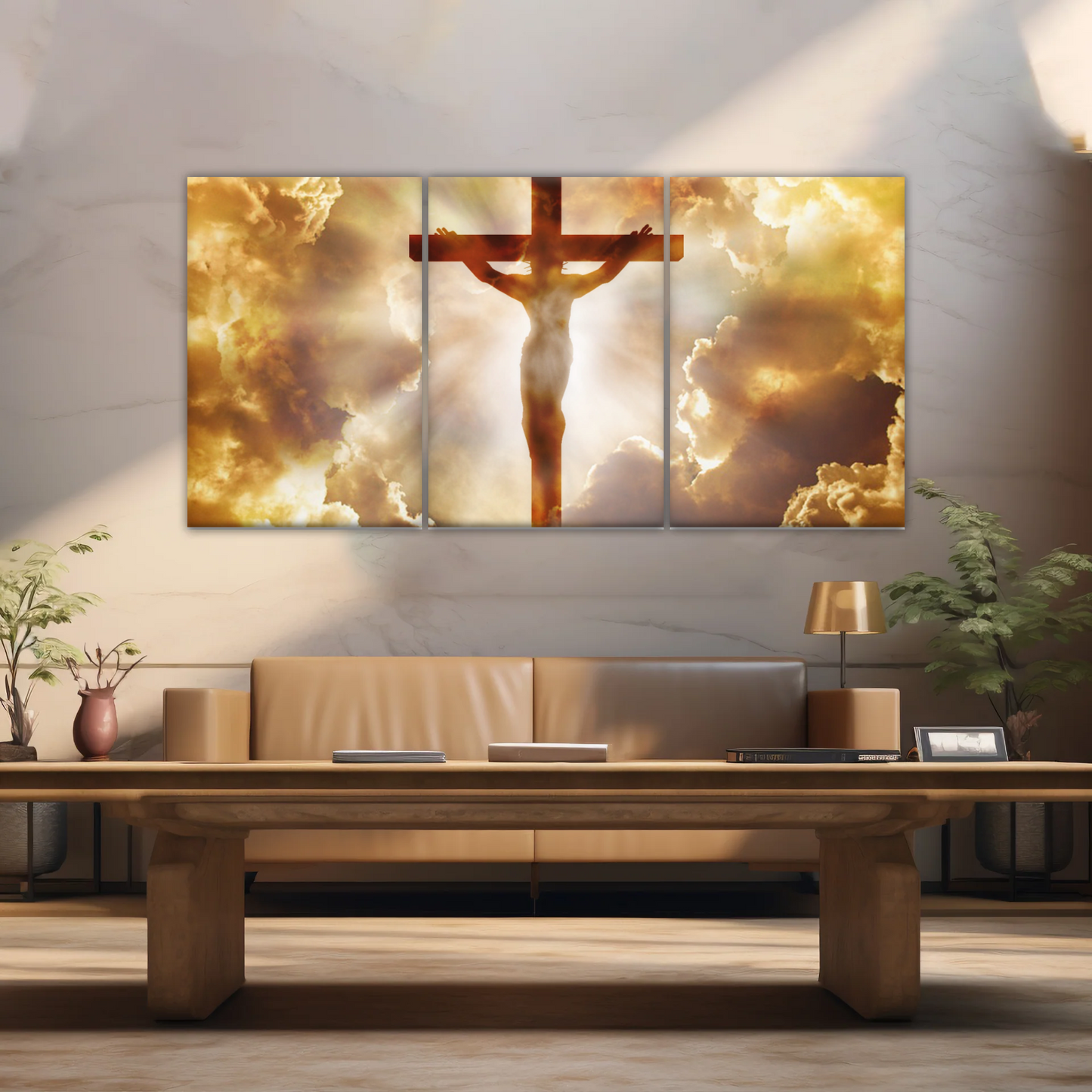 Sunrays Through Crucifixion of Jesus-Holy Spirit Of Christian Wall Art