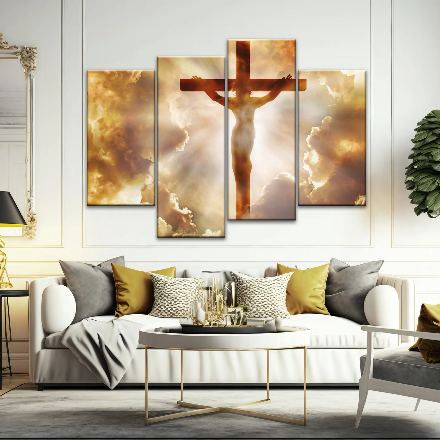Sunrays Through Crucifixion of Jesus-Holy Spirit Of Christian Wall Art