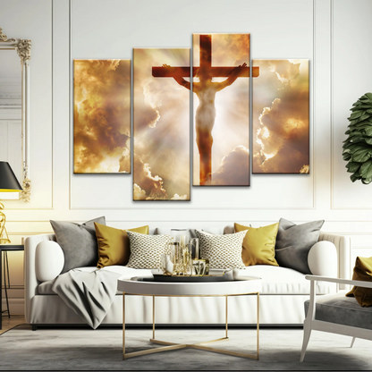Sunrays Through Crucifixion of Jesus-Holy Spirit Of Christian Wall Art