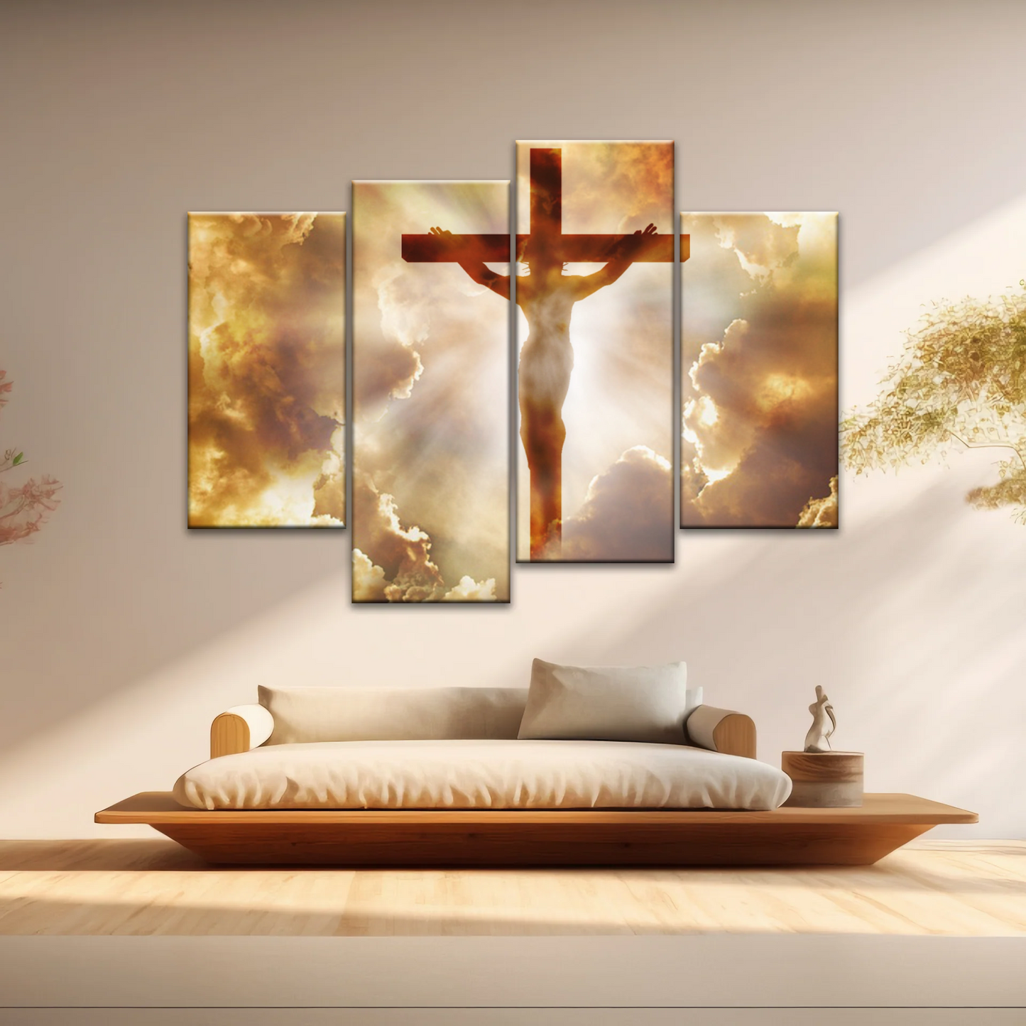 Sunrays Through Crucifixion of Jesus-Holy Spirit Of Christian Wall Art