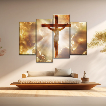 Sunrays Through Crucifixion of Jesus-Holy Spirit Of Christian Wall Art