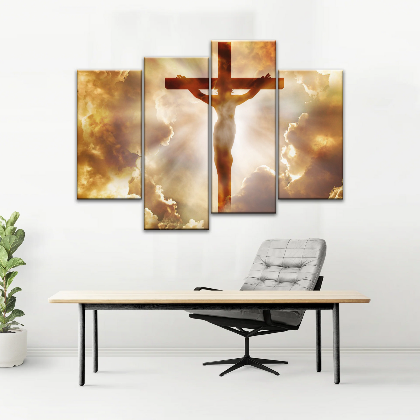 Sunrays Through Crucifixion of Jesus-Holy Spirit Of Christian Wall Art