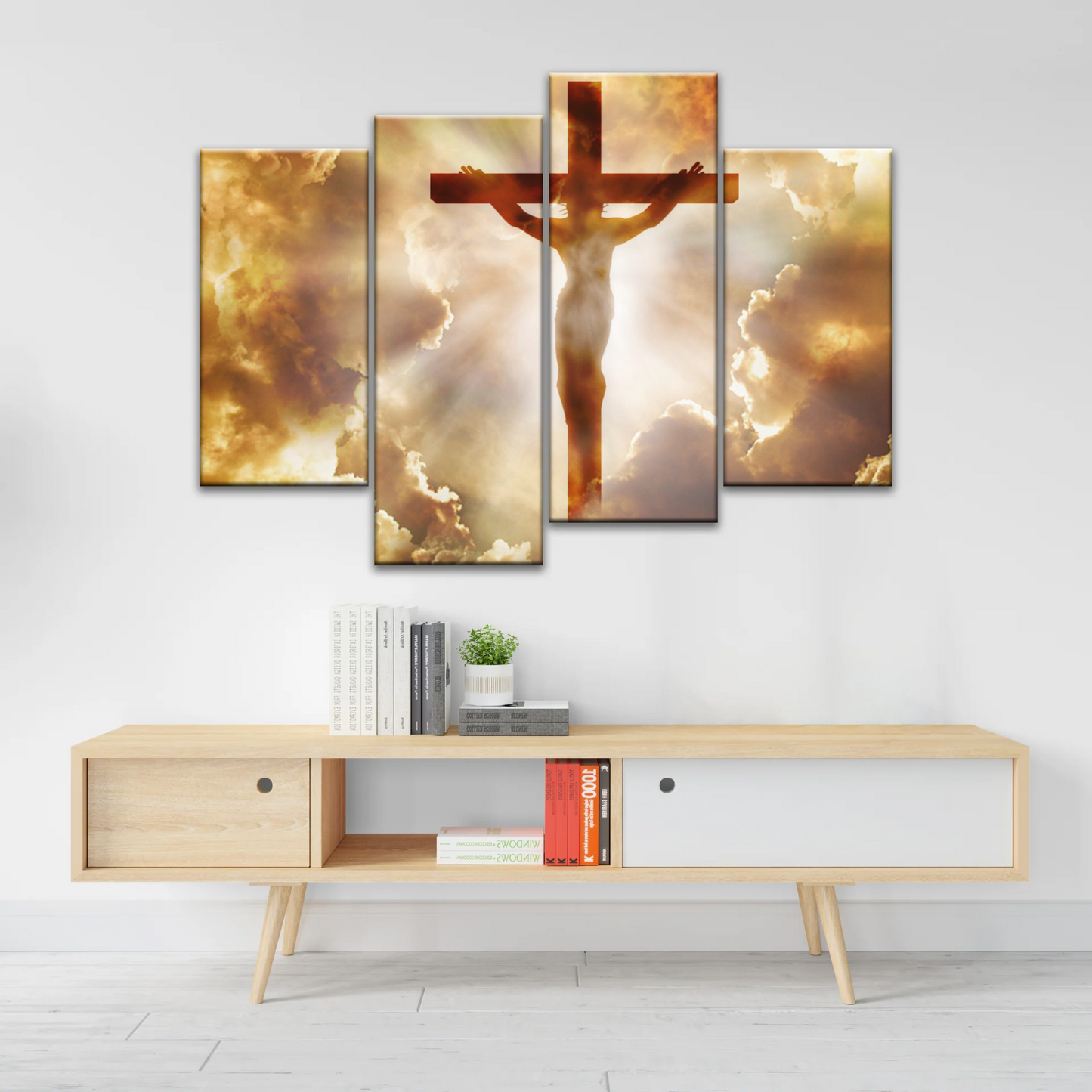 Sunrays Through Crucifixion of Jesus-Holy Spirit Of Christian Wall Art