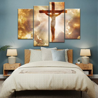 Sunrays Through Crucifixion of Jesus-Holy Spirit Of Christian Wall Art