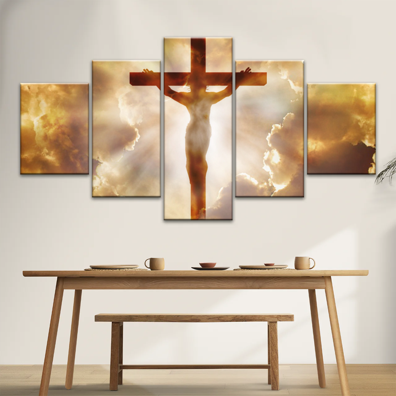 Sunrays Through Crucifixion of Jesus-Holy Spirit Of Christian Wall Art