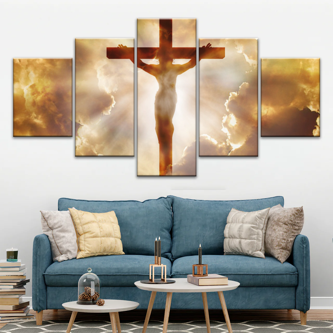 Sunrays Through Crucifixion of Jesus-Holy Spirit Of Christian Wall Art