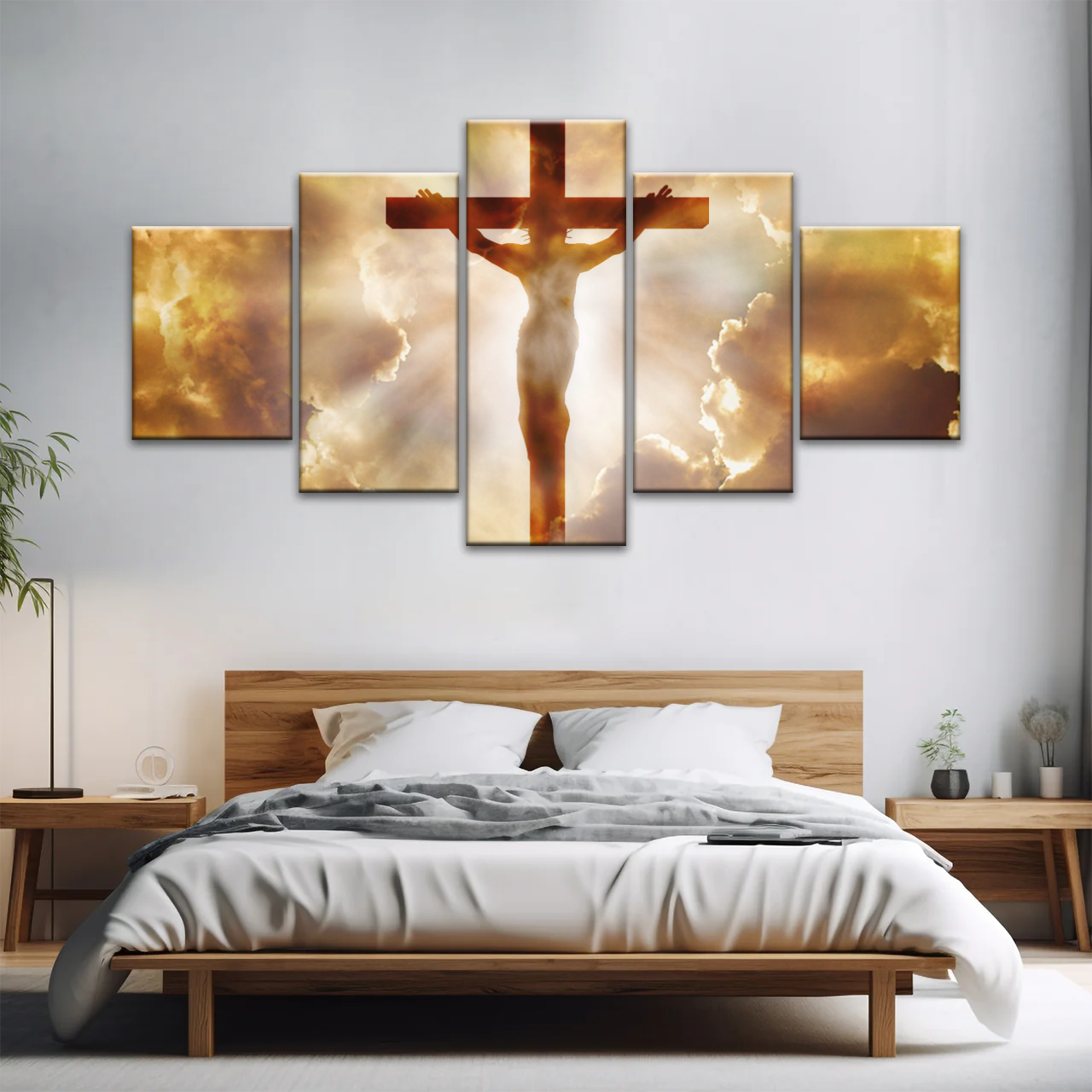 Sunrays Through Crucifixion of Jesus-Holy Spirit Of Christian Wall Art