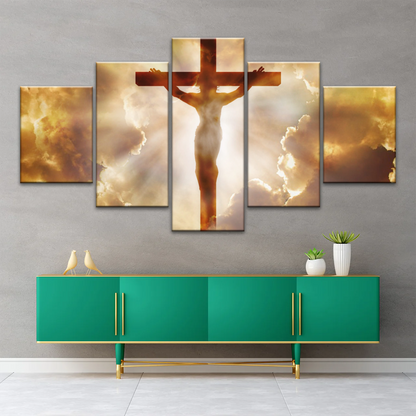 Sunrays Through Crucifixion of Jesus-Holy Spirit Of Christian Wall Art