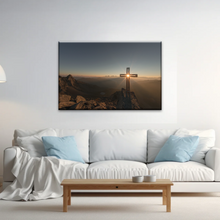 Load image into Gallery viewer, Sunrise Crossing Christian Cross On Mountain Wall Art Home Decor