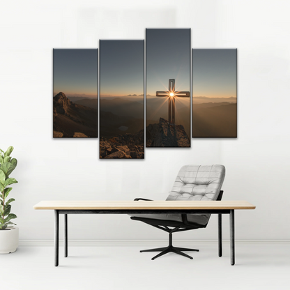 Sunrise Crossing Christian Cross On Mountain Wall Art Home Decor