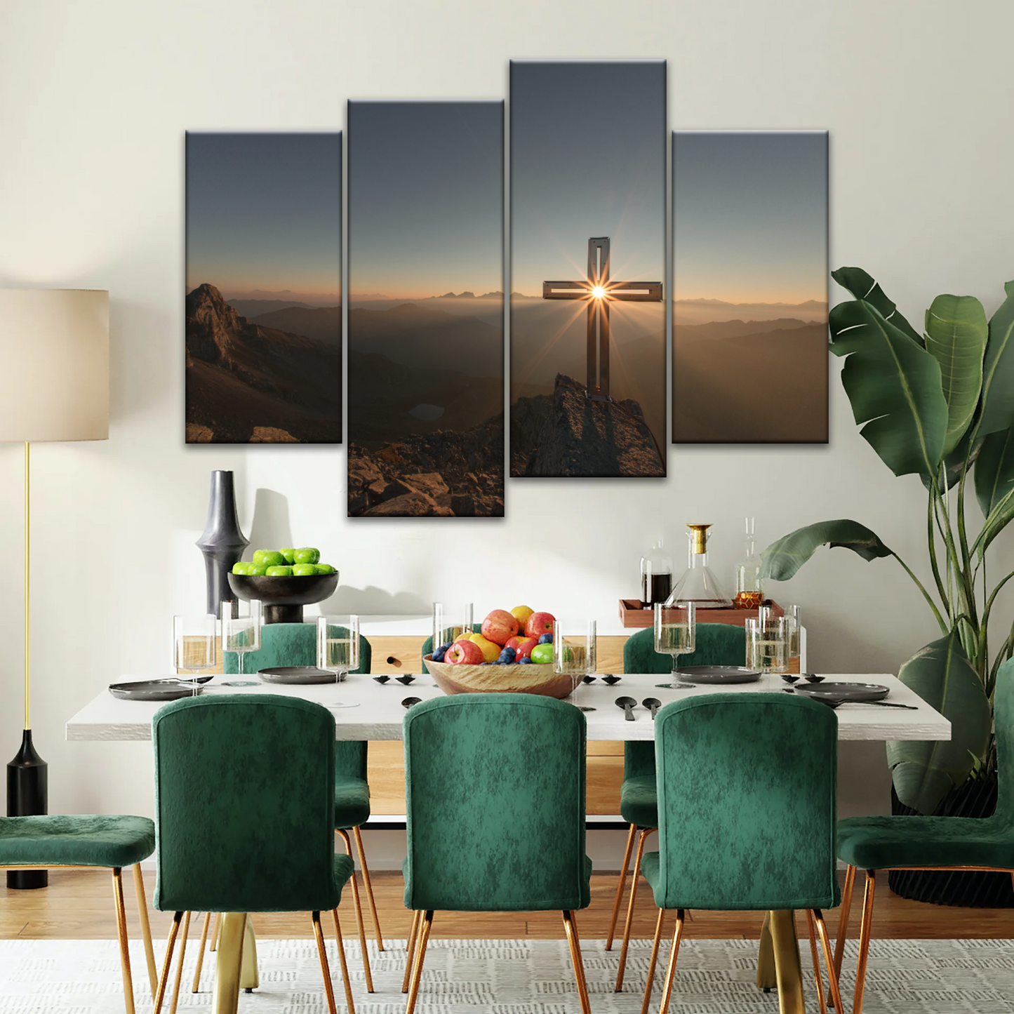 Sunrise Crossing Christian Cross On Mountain Wall Art Home Decor