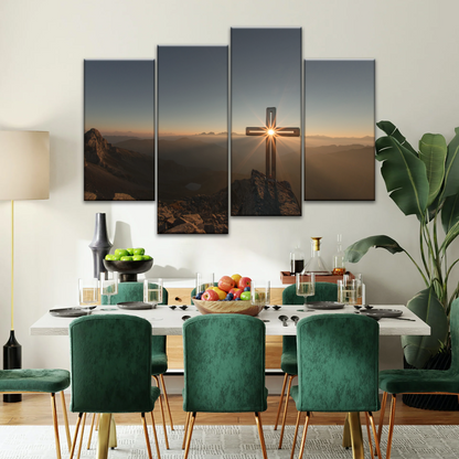 Sunrise Crossing Christian Cross On Mountain Wall Art Home Decor