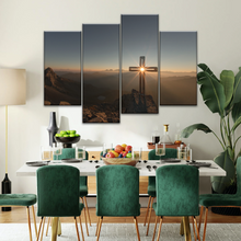Load image into Gallery viewer, Sunrise Crossing Christian Cross On Mountain Wall Art Home Decor