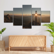 Load image into Gallery viewer, Sunrise Crossing Christian Cross On Mountain Wall Art Home Decor