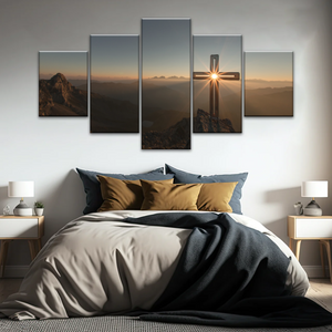 Sunrise Crossing Christian Cross On Mountain Wall Art Home Decor