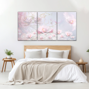 Pink Roses And Doves Canvas Art Printing