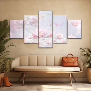 Pink Roses And Doves Canvas Art Printing