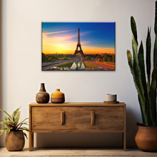 Load image into Gallery viewer, Sunset of Eiffel Tower in Paris France Canvas Print