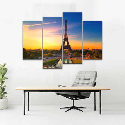 Sunset of Eiffel Tower in Paris France Canvas Print