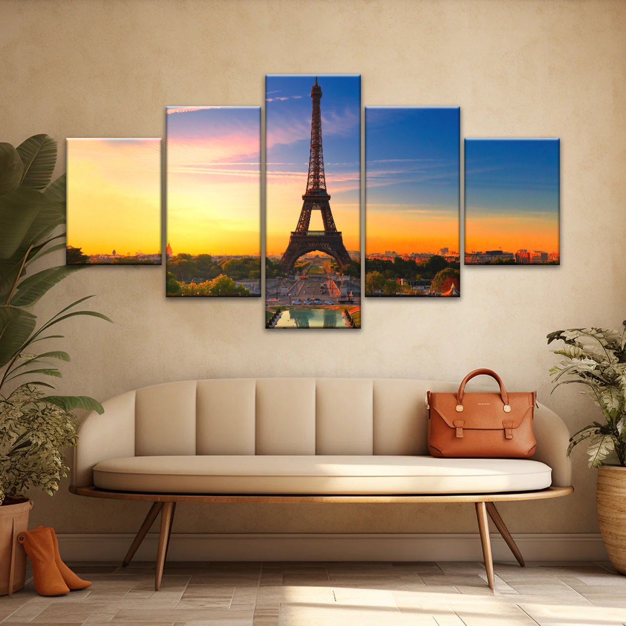 Sunset of Eiffel Tower in Paris France Canvas Print