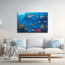 Load image into Gallery viewer, Fish Sharks Coral At The Bottom Of The Sea Art On Canvas Prints