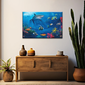 Fish Sharks Coral At The Bottom Of The Sea Art On Canvas Prints