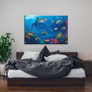 Fish Sharks Coral At The Bottom Of The Sea Art On Canvas Prints