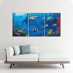 Fish Sharks Coral At The Bottom Of The Sea Art On Canvas Prints