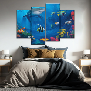Fish Sharks Coral At The Bottom Of The Sea Art On Canvas Prints
