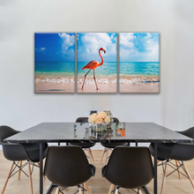 Load image into Gallery viewer, A Flamingo Splashing on The Beach of Caribbean Sea Canvas Print Photos