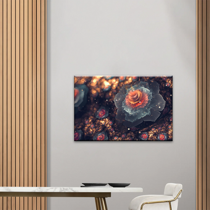 White And Orange Petaled Digital Flowers Wall Art