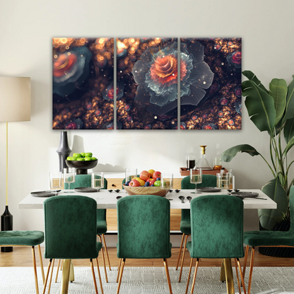 White And Orange Petaled Digital Flowers Wall Art