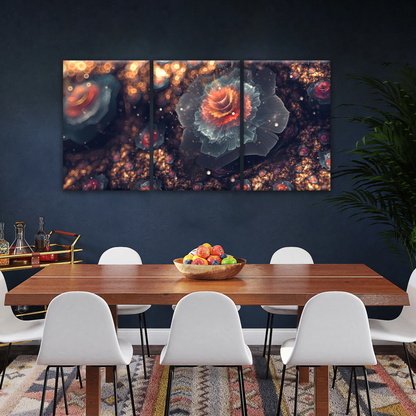 White And Orange Petaled Digital Flowers Wall Art