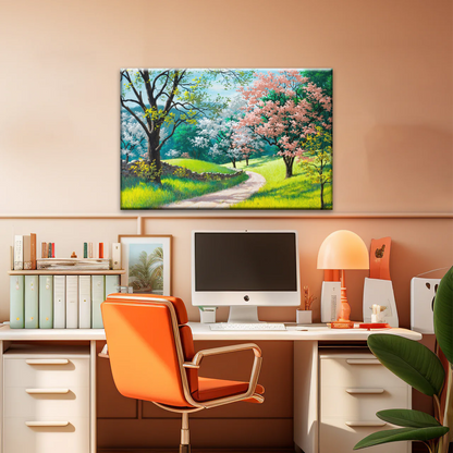 Forest Path Filled With Spring Blossoms Wall Art Frames
