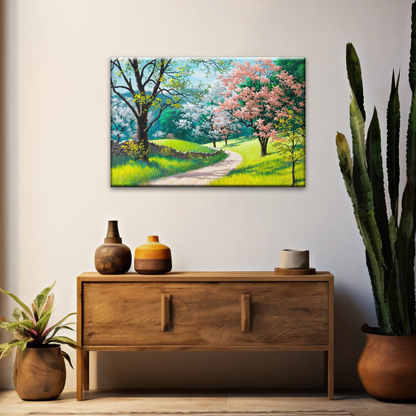 Forest Path Filled With Spring Blossoms Wall Art Frames