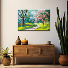 Load image into Gallery viewer, Forest Path Filled With Spring Blossoms Wall Art Frames