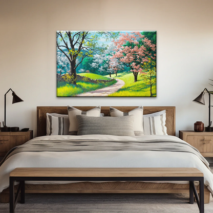 Forest Path Filled With Spring Blossoms Wall Art Frames