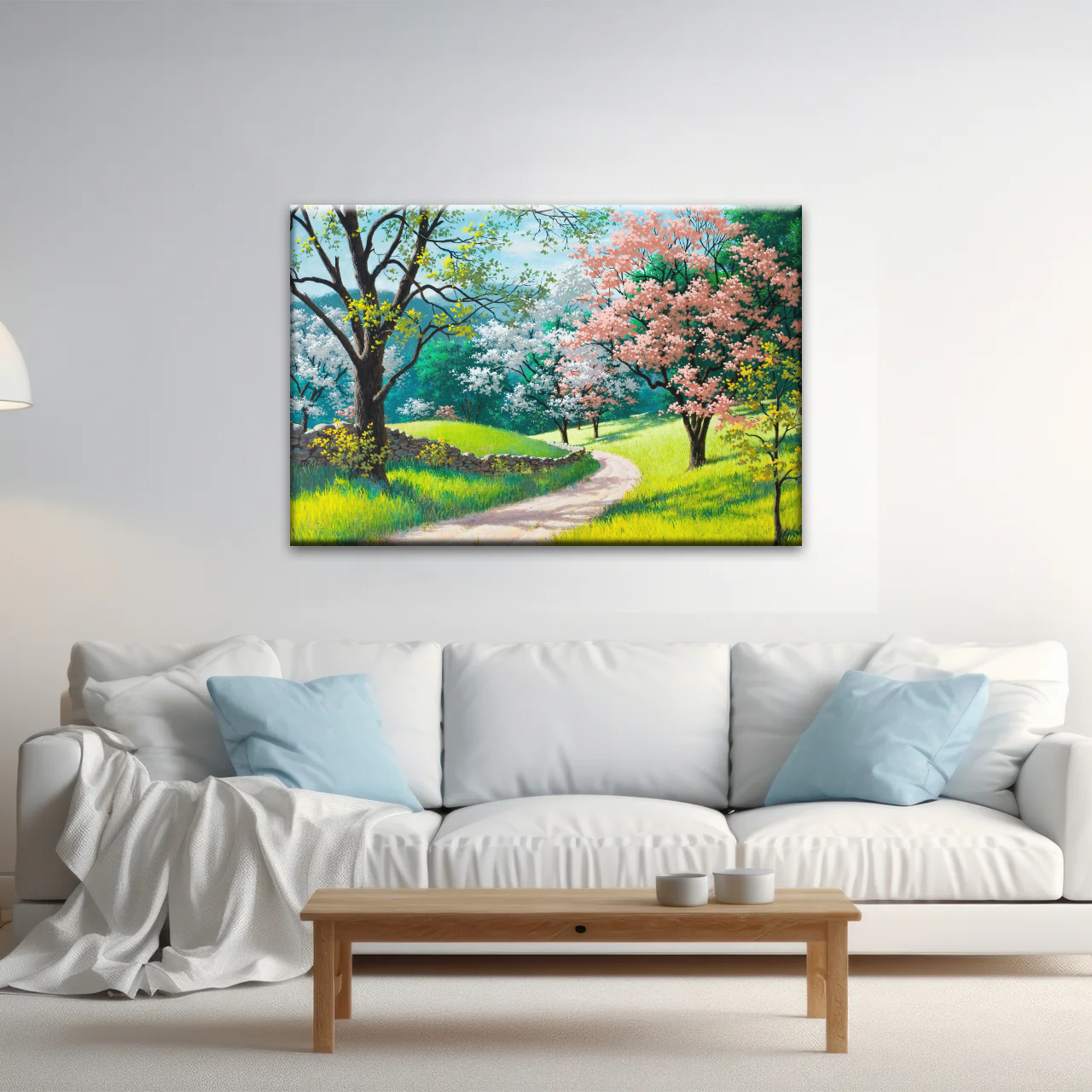 Forest Path Filled With Spring Blossoms Wall Art Frames