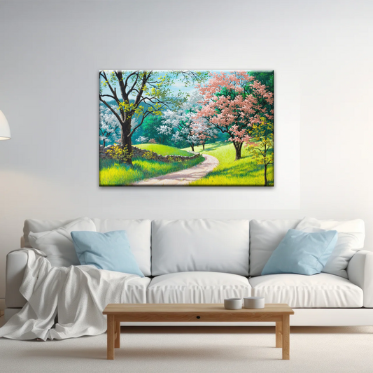 Forest Path Filled With Spring Blossoms Wall Art Frames