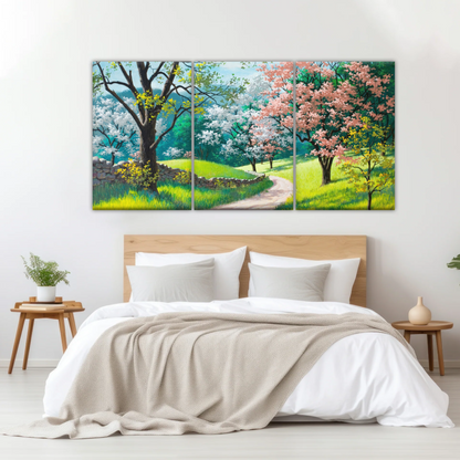 Forest Path Filled With Spring Blossoms Wall Art Frames