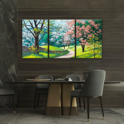 Forest Path Filled With Spring Blossoms Wall Art Frames