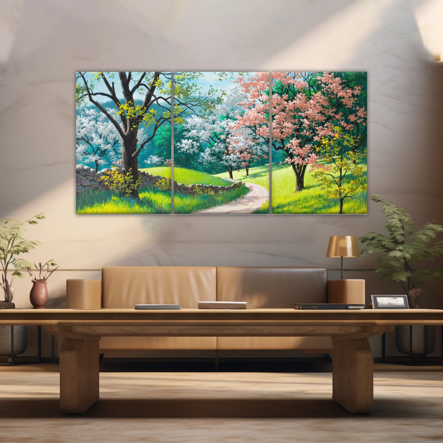 Forest Path Filled With Spring Blossoms Wall Art Frames